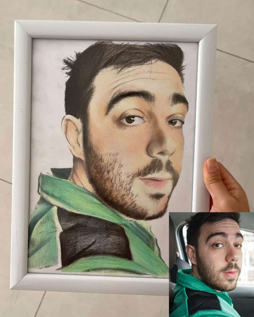 מתנה לגבר- ציור דיוקן אישי בעפרונות צבעוניים