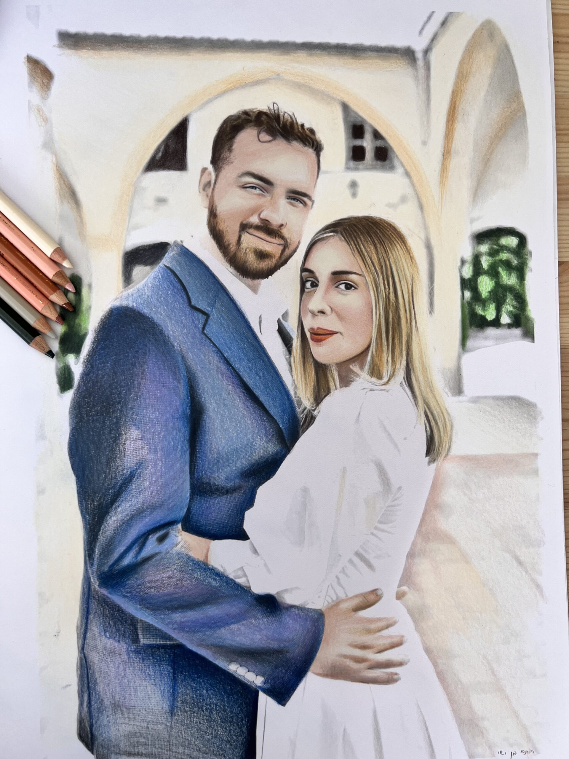 מתנה ליום נישואין- ציור זוגי מהחתונה