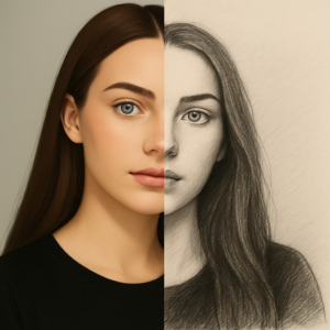 השוואה בין איור דיגיטלי לציור ידני בעיפרון לפי תמונה- ההבדל בין קובץ דיגיטלי ליצירת אמנות בעבודת יד